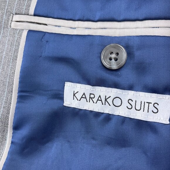 Bill Blass Blazer Men 48R Gray Pinstripe‎ Karako Classic Career Jacket Polyester - Picture 13 of 13